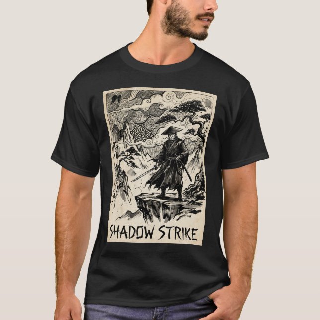 Camiseta de arte de tinta samurái Shadow Strike (Anverso)
