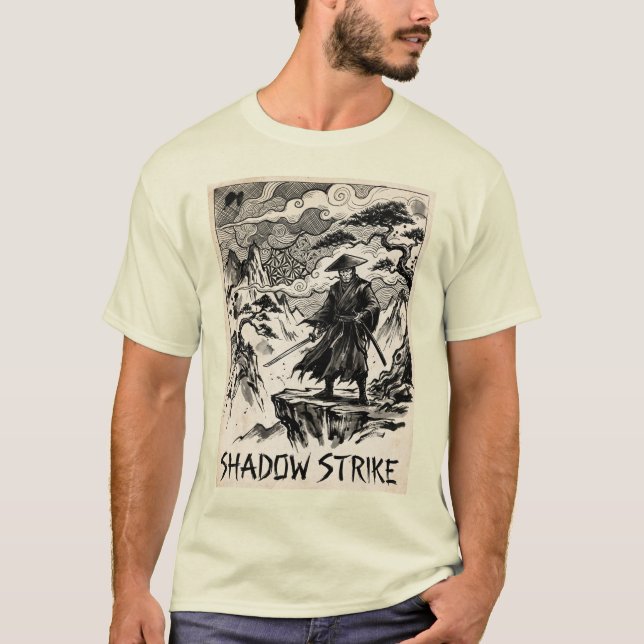 Camiseta de arte de tinta samurái Shadow Strike (Anverso)
