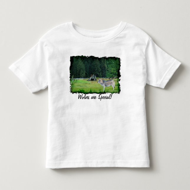 Camiseta de Arte de Vida Silvestre Gray Wolf & Ala (Anverso)