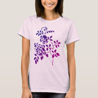 Camiseta de arte del esténcil de Rosebud púrpura
