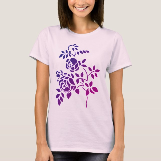Camiseta de arte del esténcil de Rosebud púrpura (Anverso)