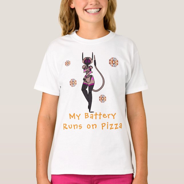 Camiseta de arte divertida Cute Robot Pizza (Anverso)