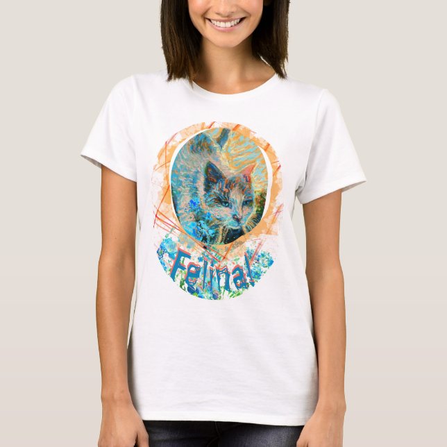 Camiseta de arte felino con ojos azules de gato no (Anverso)