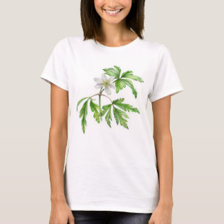 Camiseta de arte fina con anémona de madera pintad