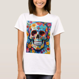 Camiseta de arte floral con azucar de color