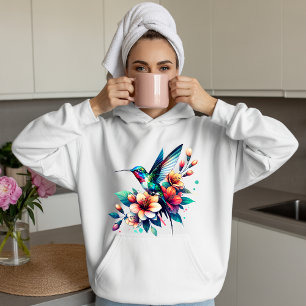 Camiseta de arte floral de naturaleza con colibrí 