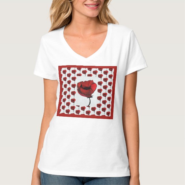 Camiseta de arte floral de pimientos rojos contemp (Anverso)