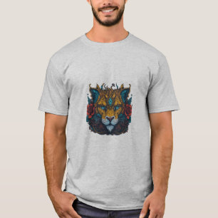 Camiseta de arte floral majestuosa de león
