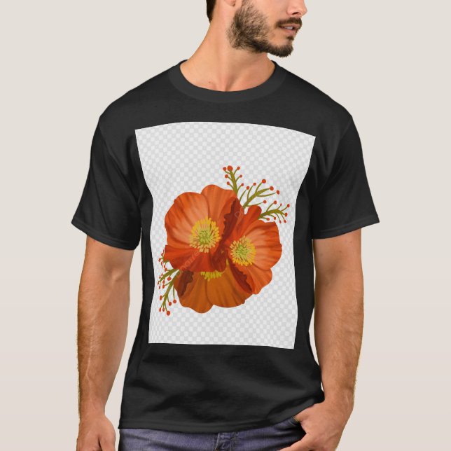 Camiseta de arte floral rojo audaz - Vibrante arte (Anverso)