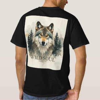 Camiseta de Arte Forestal de Acuarela Lobo Alma Sa
