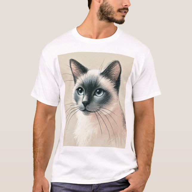 Camiseta de arte gato siamesa - regalo de amante d (Anverso)