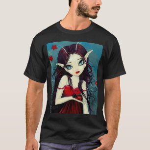 Camiseta de arte gótico de mariquita hadas ojos gr