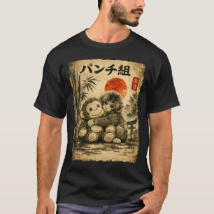 Camiseta de arte japonés vintage con mono abrazo p