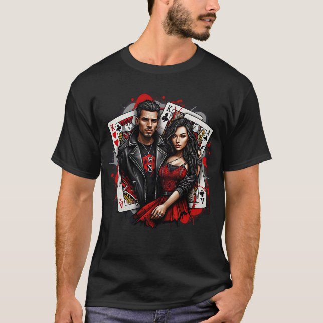 Camiseta de arte King & Queen Street Rojo y Negro  (Anverso)