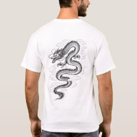 Camiseta de arte lineal de dragón asiático tradici