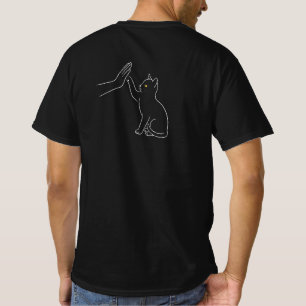 Camiseta de arte lineal de gato dando cinco con la