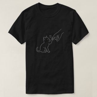 Camiseta de arte lineal de gato dando cinco con la