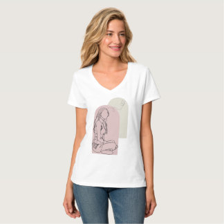 Camiseta de arte lineal de mujer sentada – Descalm