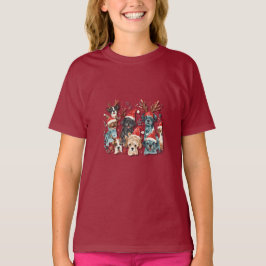 Camiseta de arte lineal de perro de Navidad | Cami