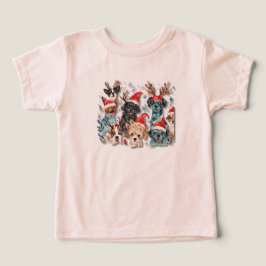 Camiseta de arte lineal de perro de Navidad | Mini