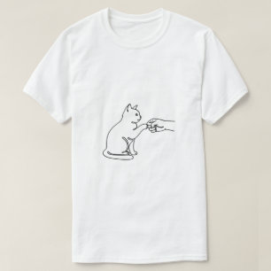 Camiseta de arte lineal de puño de gato minimalist