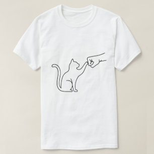 Camiseta de arte lineal de puño de gato minimalist