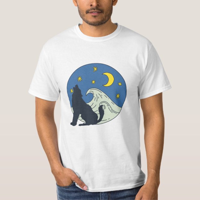 Camiseta de arte místico del lobo celestial (Anverso)