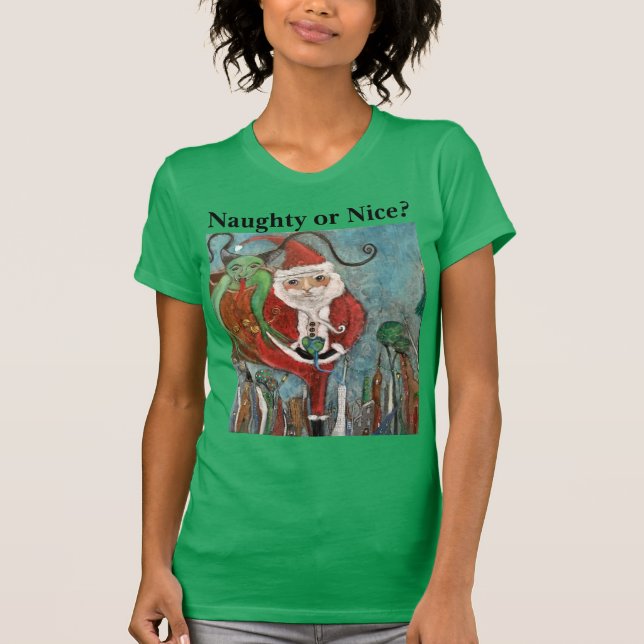 Camiseta de arte Naughty o Nice Santa y Krampus (Anverso)