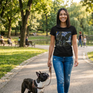 Camiseta de arte neón negro de Bulldog Francés