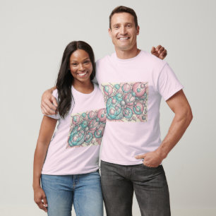 Camiseta de Arte Neurográfico Rosa Menta Esfera Ab