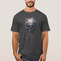 Camiseta de arte oscuro grunge abstracto de cráneo
