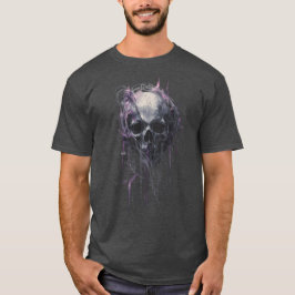 Camiseta de arte oscuro grunge abstracto de cráneo