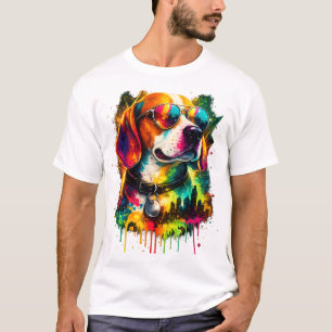 Camiseta de arte pop de gafas de sol de perro Beag