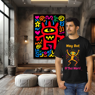 Camiseta de arte pop vibrante fuera de este mundo