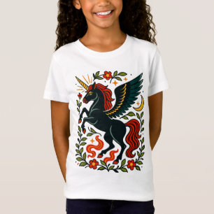 Camiseta de arte popular Pegasus Unicornio Floral