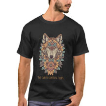 Camiseta de arte psicodélico de lobo floral boho