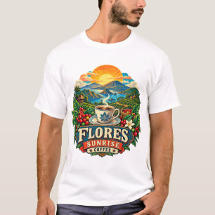 Camiseta de arte vintage de café Flores Sunrise de