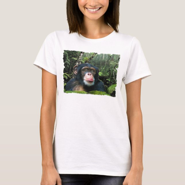 Camiseta de arte y poema de vida silvestre CHIMPAN (Anverso)