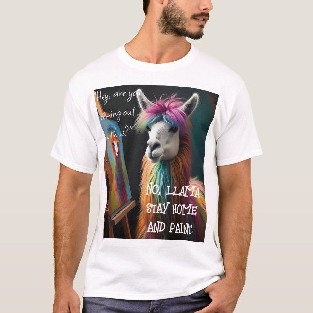 Camiseta de artista de "Llama Stay Home" (Anverso)