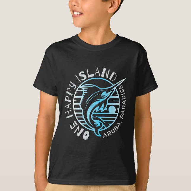 Camiseta de Aruba de una isla feliz Pez Vela Pesca (Anverso)
