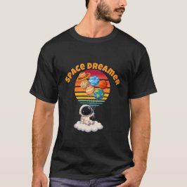 Camiseta de astronauta con globos de planetas