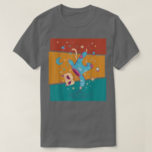 Camiseta de astronauta de gato espacial de época (Diseño del anverso)