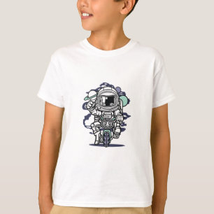 Camiseta de astronauta genial andando en bicicleta