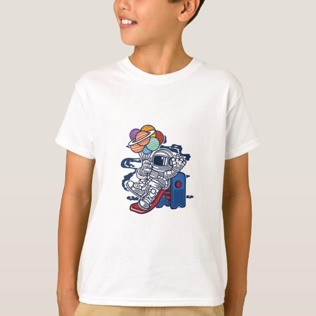 Camiseta de astronauta juguetón con globos de plan (Anverso)
