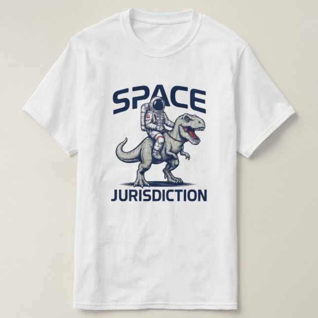 Camiseta de Astronauta Montando T-Rex con Jurisdic (Diseño del anverso)