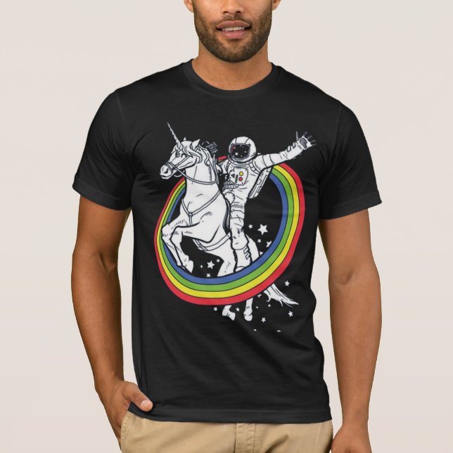 Camiseta de Astronauta Montando Unicornio (Anverso)