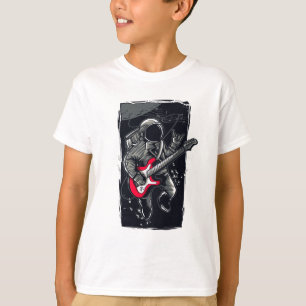 Camiseta de astronauta roquero espacial con guitar