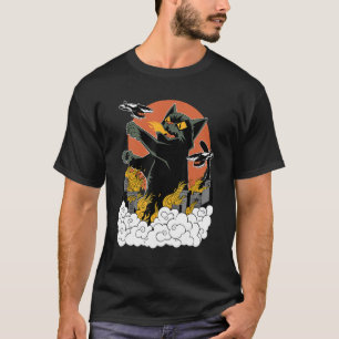 Camiseta de atardecer Catzilla japonesa negra - Cl