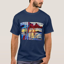 Camiseta de atardecer y veleros