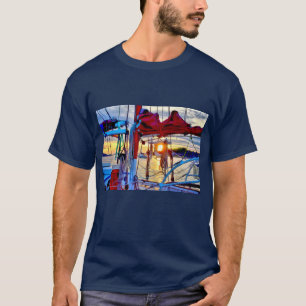 Camiseta de atardecer y veleros